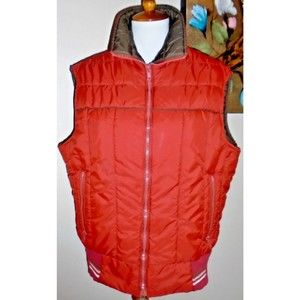 Vintage Mens WOOLRICH Puffer Vest Jacket Quilted Sz. Small Rust & Brown Zip Up